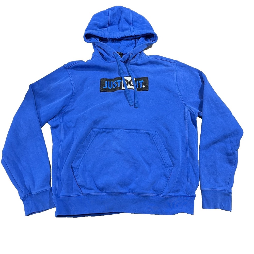 Nike Sportswear Hoodie Mens Medium Just Do It Fleece Pullover Y2K Workout Gym